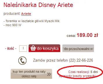 Dostępność produkt&oacute;w - czas realizacji